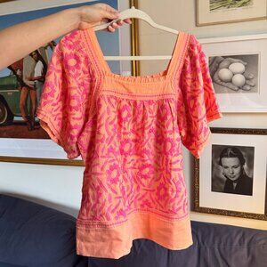 NWT Sister Mary Square Neck Top Orange & Pink